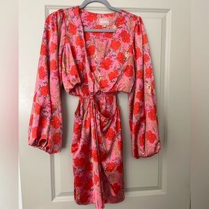 Pink Christina Show Me Your MuMu Floral Pink Mini long sleeve Dress